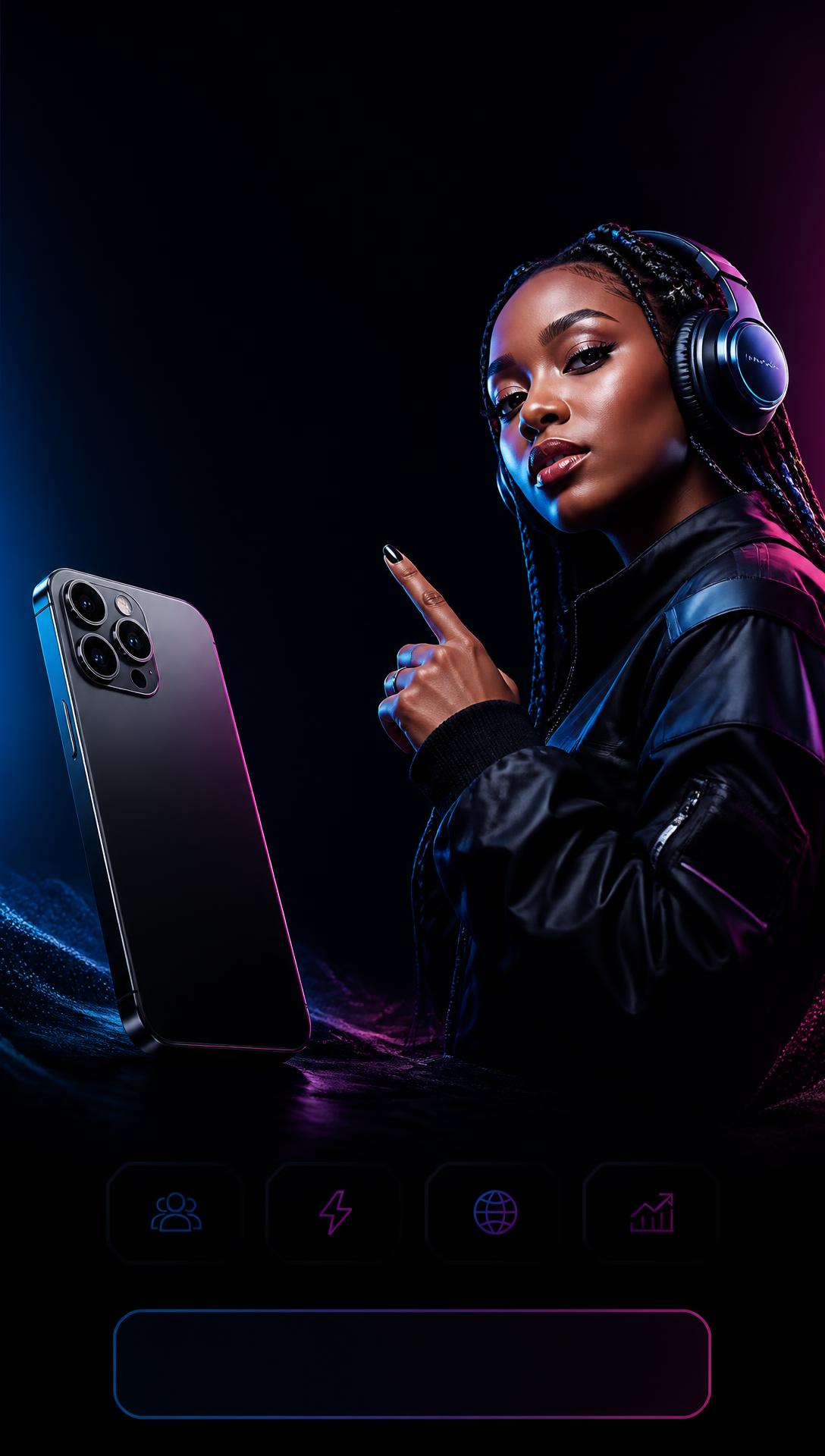 Créatrice Skilltopa1 avec casque et téléphone premium
